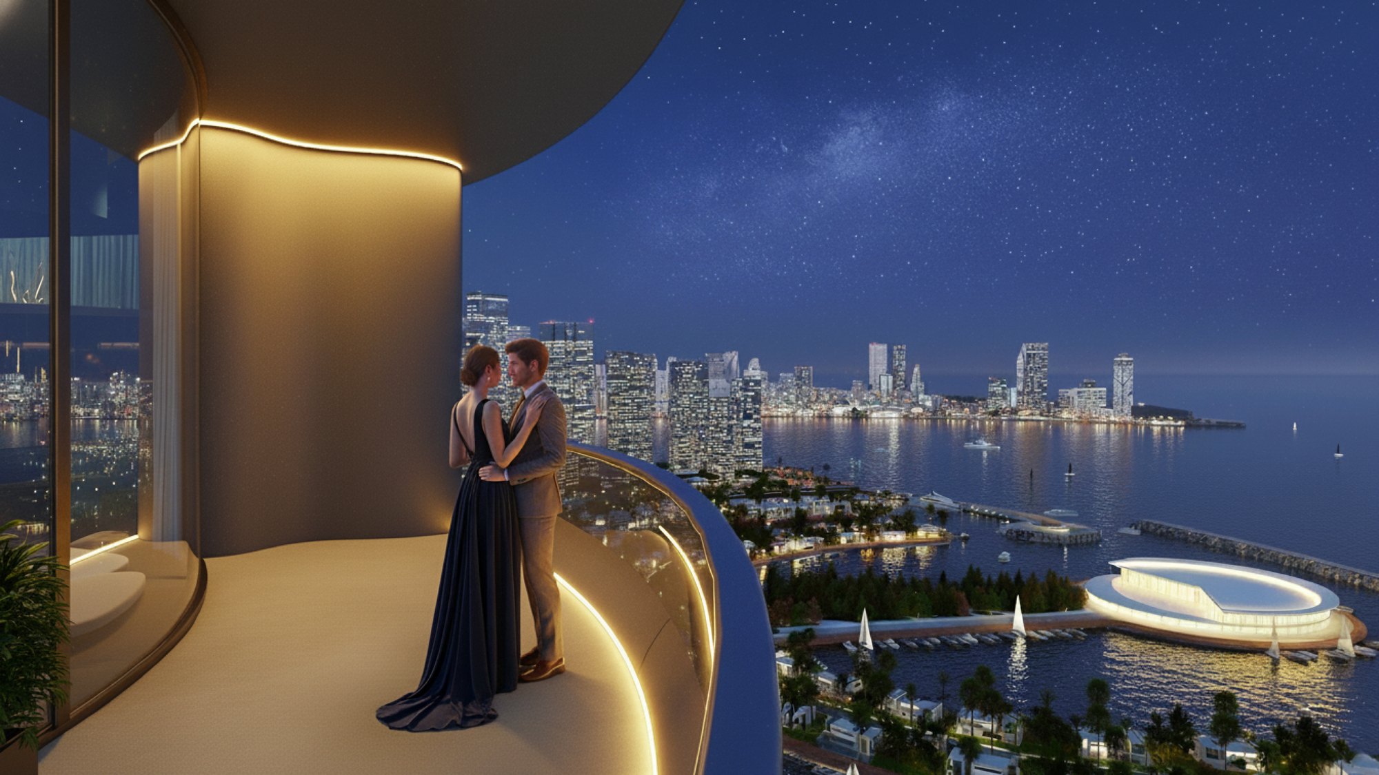 Ambassadori Island Batumi — panoramic view of the island resort, the island district of ONE PENINSULA by HOLM Developments