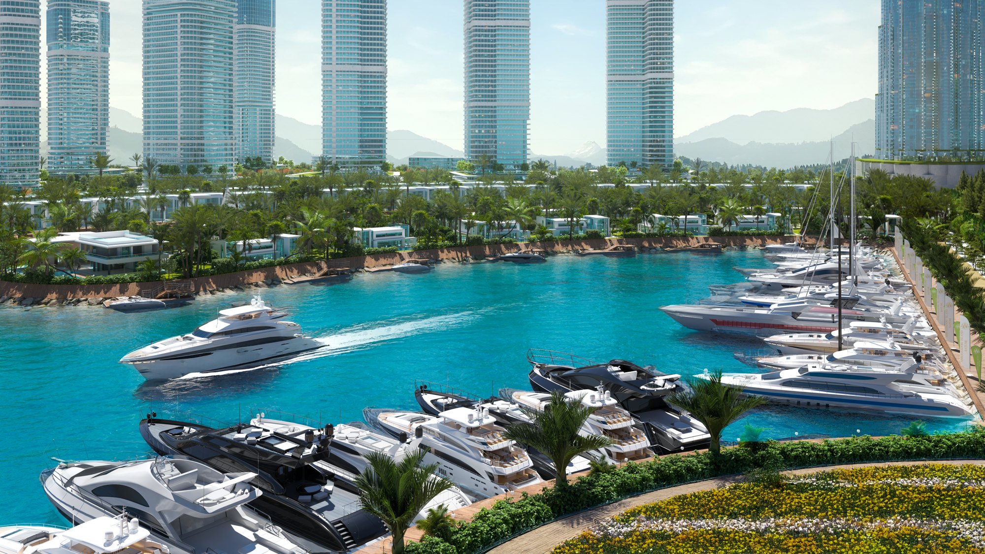Ambassadori Island Batumi — yacht club building waterfront, the island district of ONE PENINSULA by HOLM Developments