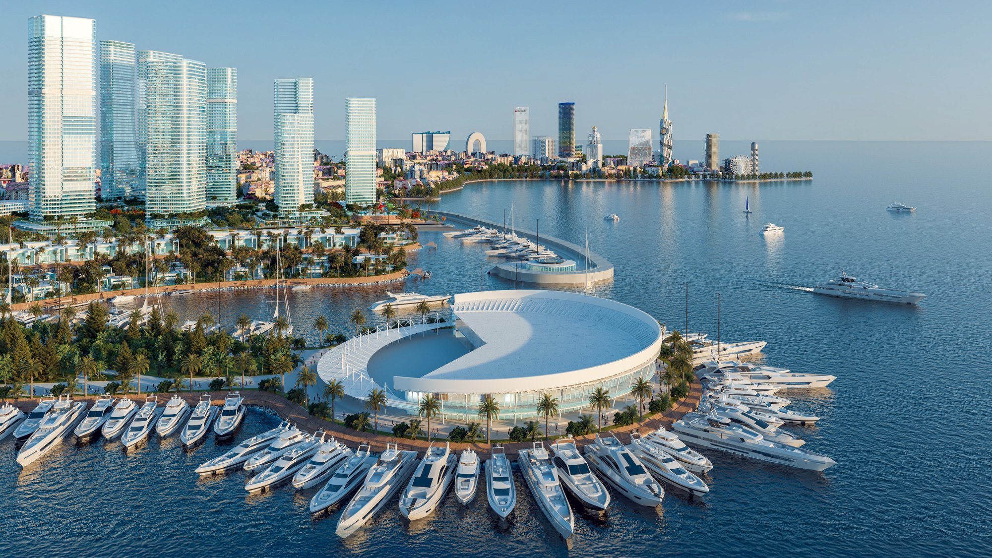 Ambassadori Island Batumi — yacht club and berths, the island district of ONE PENINSULA by HOLM Developments
